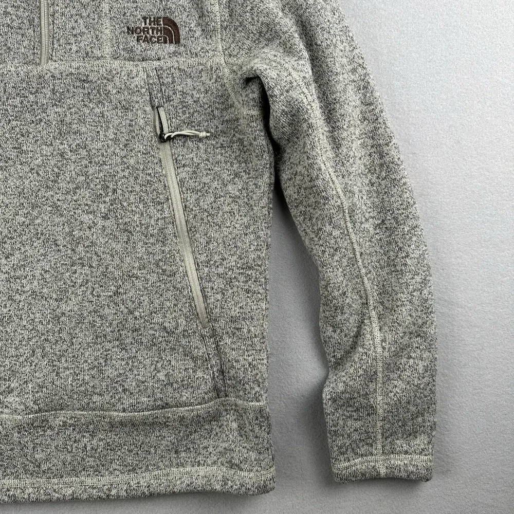The North‎ Face Men's Beige Gray 1/4 Zip Pullover Fleece Size Small Sweater